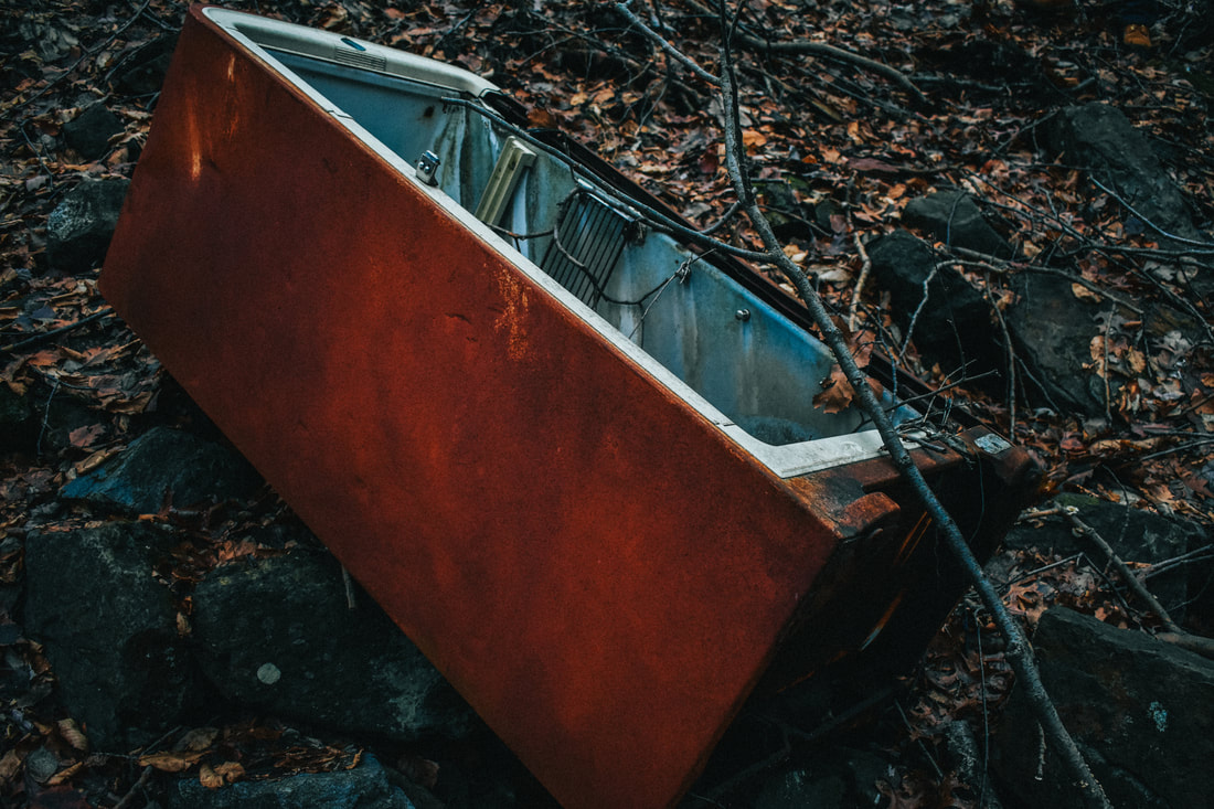 appliance with rust in the woods